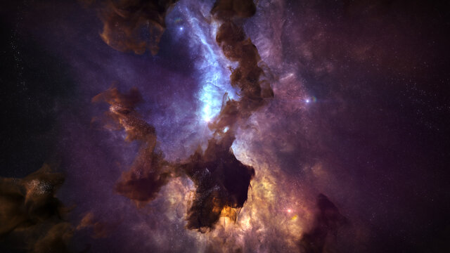 Galaxy Background, with Stars and colorful Nebula Clouds. Outer Space Astronomy image showing an Interstellar Celestial view of the Cosmos beyond The Milky Way.