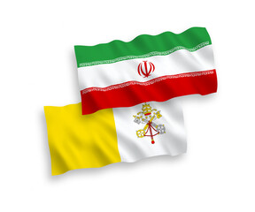 Flags of Vatican and Iran on a white background