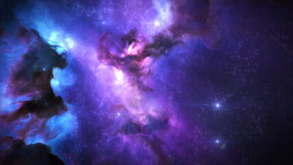 Galaxy Background, with Stars and colorful Nebula Clouds. Outer Space Astronomy image showing an Interstellar Celestial view of the Cosmos beyond The Milky Way.