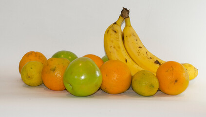 banana orange lemon and apple organic natural fruits