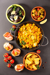 selection of spanish dish-top view