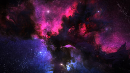 Galaxy Background, with Stars and colorful Nebula Clouds. Outer Space Astronomy image showing an Interstellar Celestial view of the Cosmos beyond The Milky Way.