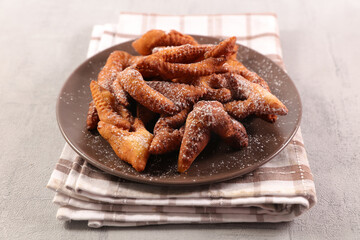 french fried bugne and sugar