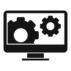 Computer gear system icon. Simple illustration of computer gear system vector icon for web design isolated on white background