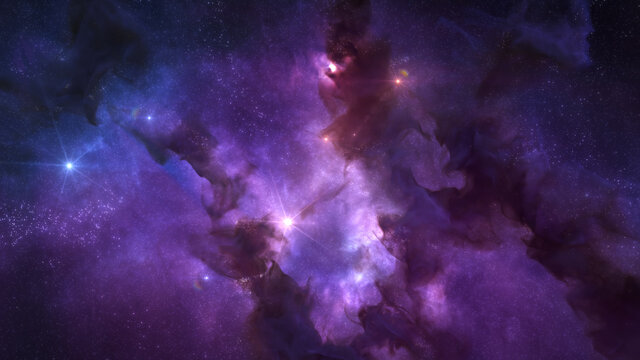 Cosmos Background with Colorful Nebula Clouds and Stars. Galaxy Astronomy image Showing an Interstellar Celestial View of Outer Space beyond the Milky Way.