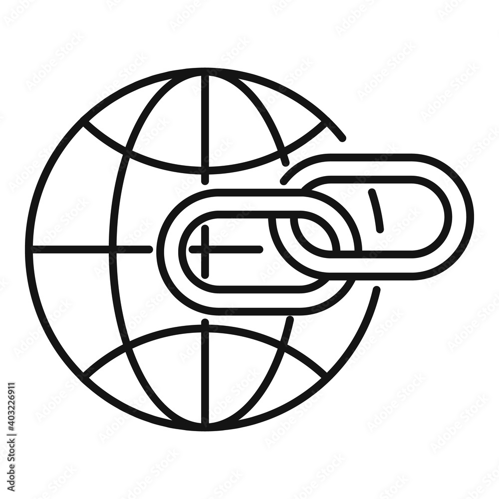 Poster global links strategy icon. outline global links strategy vector icon for web design isolated on whi