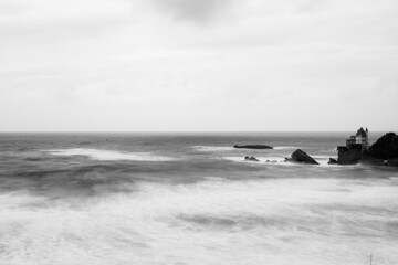melancholic storm at sea with castle