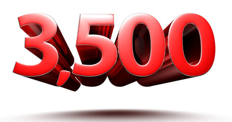 3D illustration 3500 red isolated on a white background with clipping path.