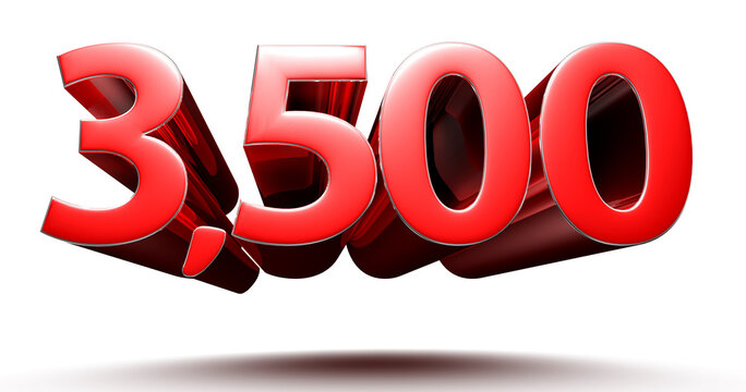 3D illustration 3500 red isolated on a white background with clipping path.