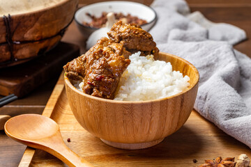 Delicious braised spareribs and rice