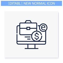 Digital business line icon. New normal concept. Digital management, commerce. Work from home. New life after covid19 outbreak. Pandemic time, influence. Isolated vector illustration. Editable stroke 