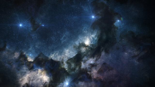 Cosmos Background with Colorful Nebula Clouds and Stars