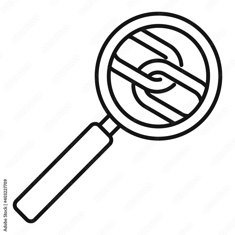 Poster links magnifier icon. outline links magnifier vector icon for web design isolated on white backgroun