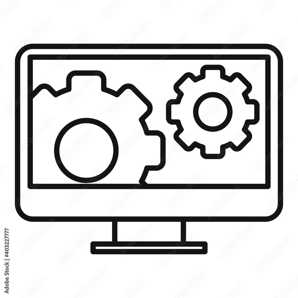 Poster computer gear system icon. outline computer gear system vector icon for web design isolated on white