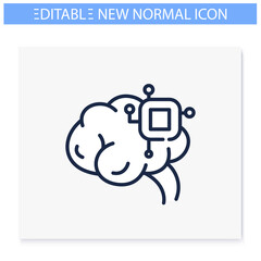 Ai mind line icon.New normal concept.Ai innovations. Automation, digitalization, smart solution. New life after covid19 outbreak, pandemic time influence. Isolated vector illustration.Editable stroke 