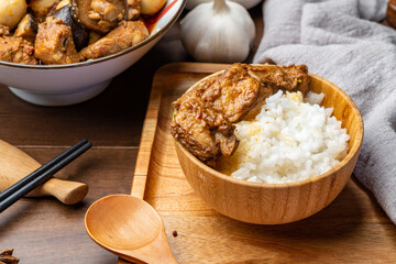 Delicious braised spareribs and rice
