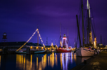 Fototapeta na wymiar The former shipyard 'Willemsoord' by night.