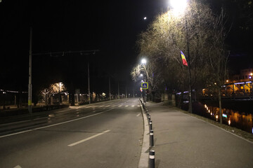 Empty street during night time