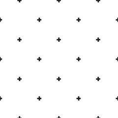 Minimal vector seamless pattern in scandinavian style black crosses isolated on white background. Hand drawn cartoon illustration for posters, prints, nordic cards, fabric, children books
