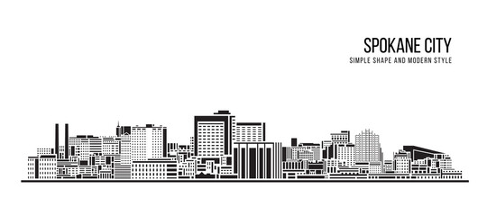 Cityscape Building Abstract Simple shape and modern style art Vector design - Spokane city