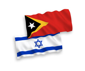 Naklejka premium Flags of East Timor and Israel on a white background