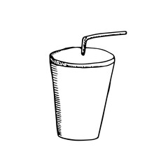 Fast food drink, vector illustration, sketch