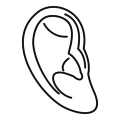 Music ear icon. Outline music ear vector icon for web design isolated on white background