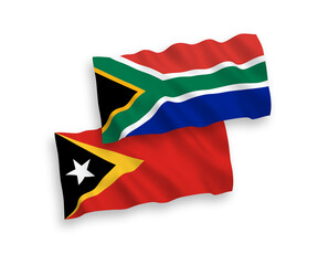 Flags of East Timor and Republic of South Africa on a white background