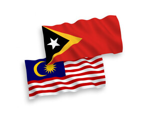 Flags of East Timor and Malaysia on a white background