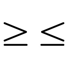 math sign inequality icon vector greater than or equal to and less than or equal to symbol