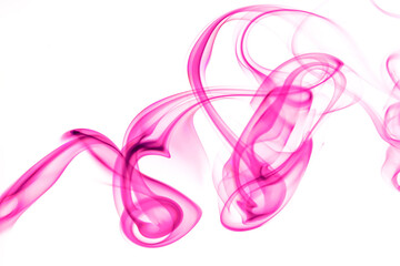 swirling movement of pink smoke group, abstract line Isolated on white background