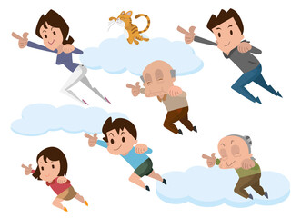 空を飛ぶ家族