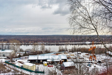 outskirts of a russian city on a gloomy winter day
