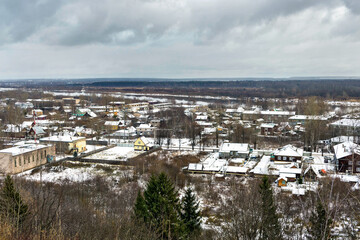 outskirts of a russian city on a gloomy winter day