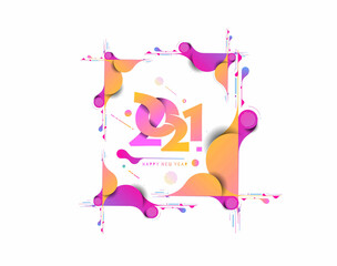 Happy New Year 2021 Text Typography Design Banner Poster, Vector illustration.