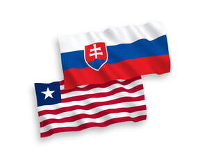 Flags of Slovakia and Liberia on a white background
