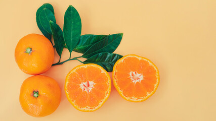 oranges on a light yellow background