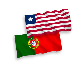 Flags of Portugal and Liberia on a white background