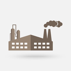 Old factory vector silhouette pictogram on white background. İndustry pollution vector icon. Vector Simple modern icon design illustration.