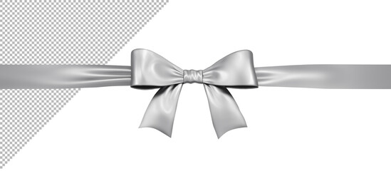 Silver satin gift Ribbon bow Isolated on white background. 3d illustration