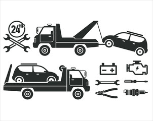 Fototapeta na wymiar a collections of towing service icon