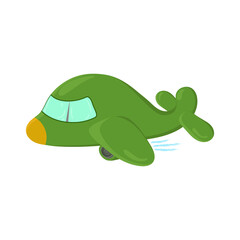 Cute cartoon airplane illustration on white background. Aviation symbol.