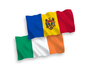 Flags of Ireland and Moldova on a white background