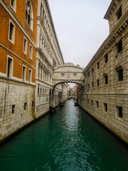 Fototapeta na wymiar Bridge of sighs, Arched bridge named for sighs of prisoners crossing it en route from the Palazzo Ducale to prison, Venice, Italy