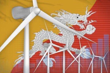 Bhutan wind energy power digital graph concept - environmental natural energy industrial illustration. 3D Illustration