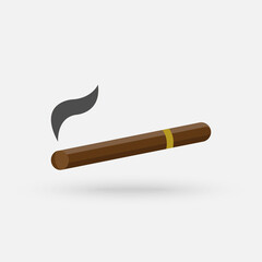 illustration of a luxury Havana cigar with label. Cigar. An expensive cigar.Simple modern icon design illustration.