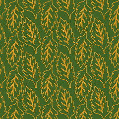 seamless leaves pattern on green backdrop. stylish texture illustration design