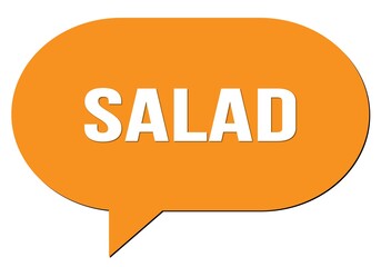 SALAD text written in an orange speech bubble