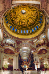 Fototapeta na wymiar Religious dome mediaeval design Inside St Paul's Cathedral in London