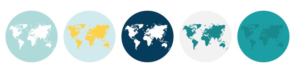 Globe earth vector icons set, planet Earth icon. Differents style of planets, Flat planet Earth icon.